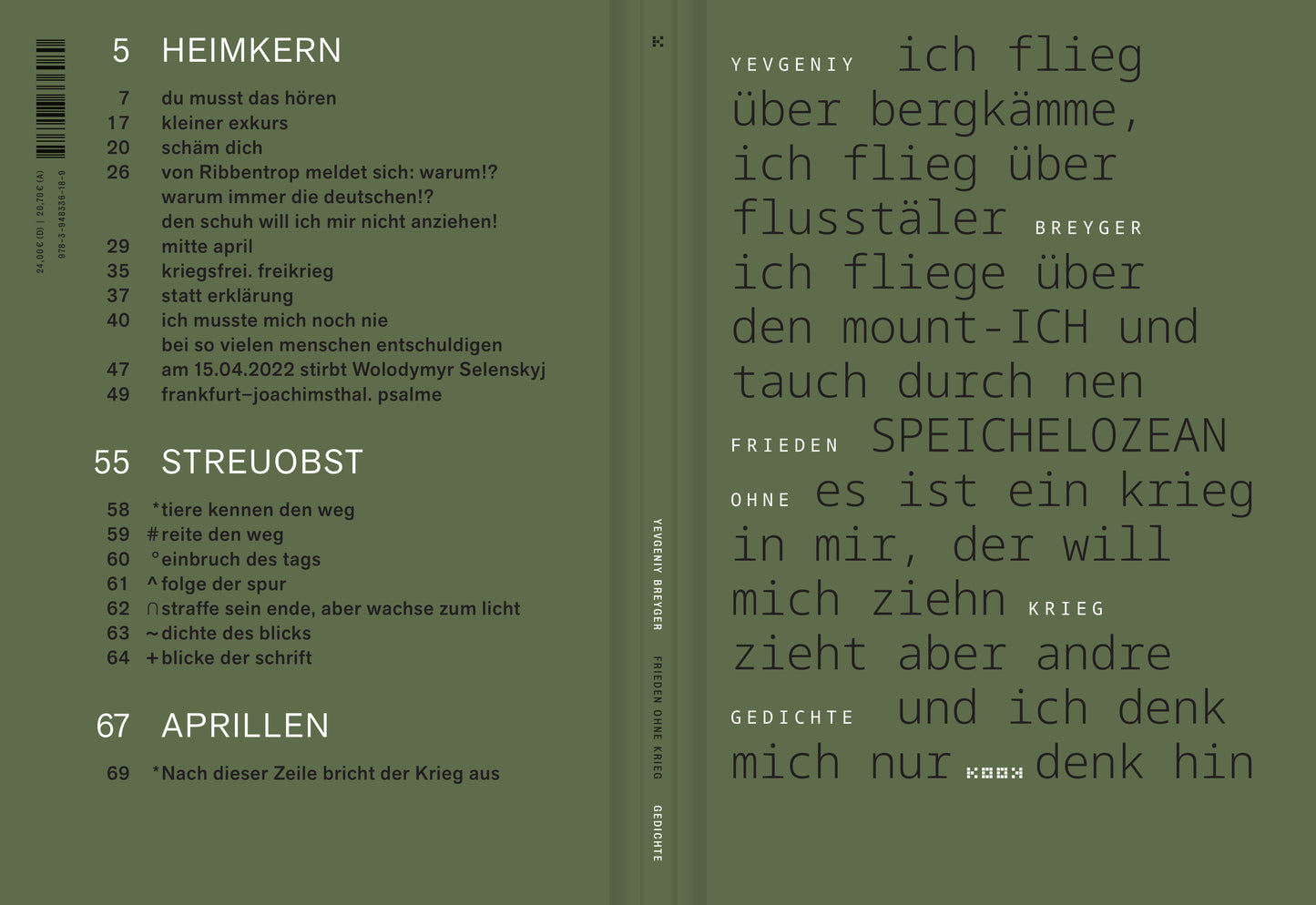 Yevgeniy Breyger. Frieden ohne Krieg. Gedichte